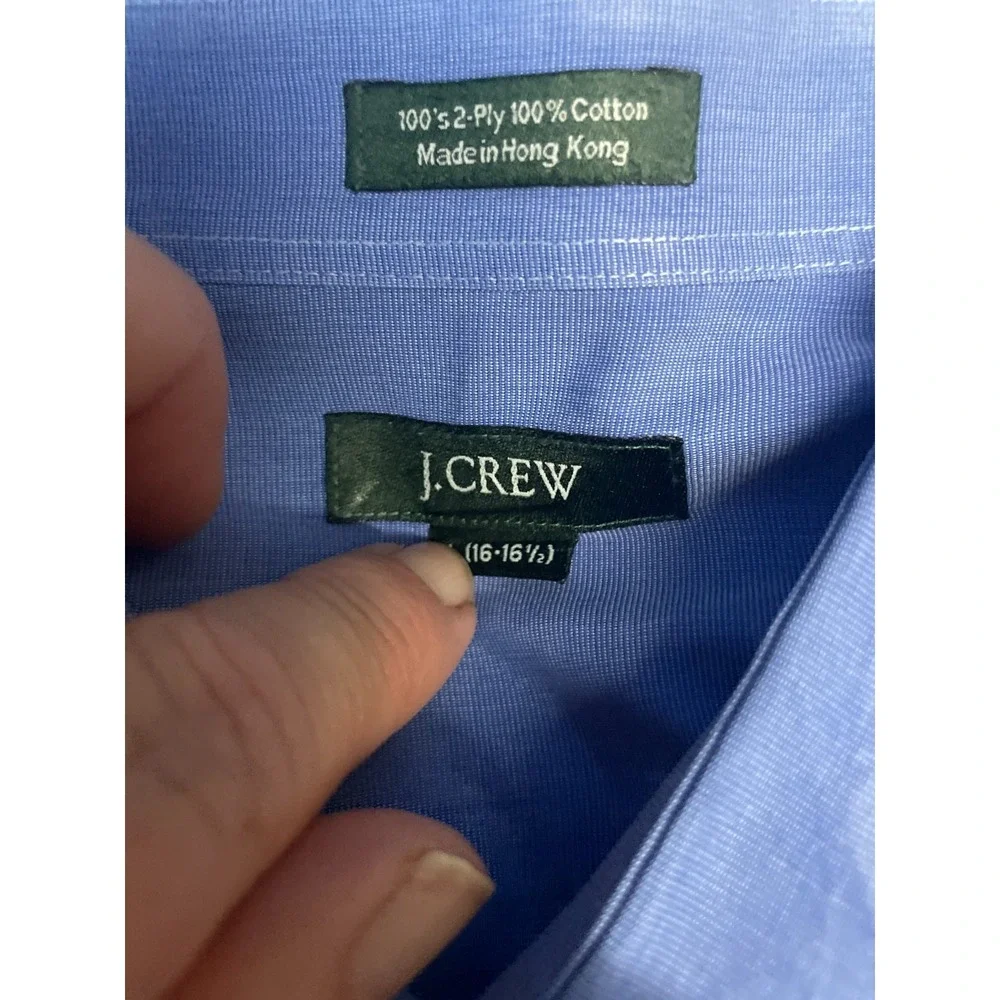 J Crew Dress Shirt Men's Large Blue 16/16.5‎  Button Up Casual Business
